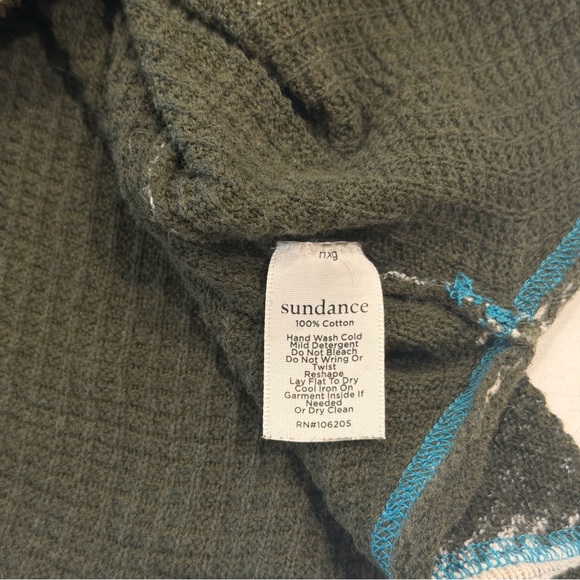 Sundance Gentry Henley Olive Green Waffle Knit Top Size Large - Picture 6 of 7